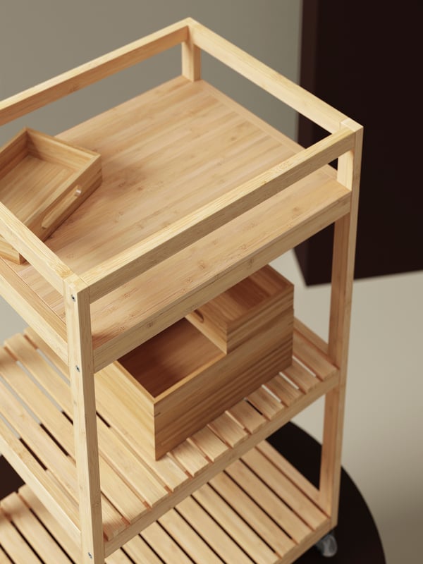A bamboo RÅGRUND trolley