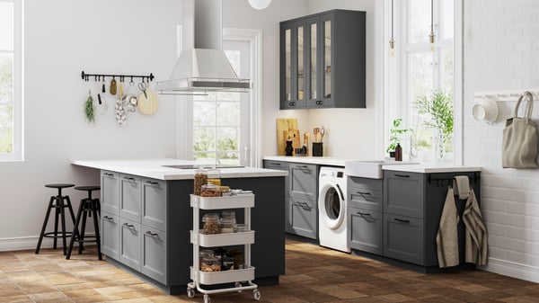 A white marble effect/laminate EKBACKEN custom made worktop