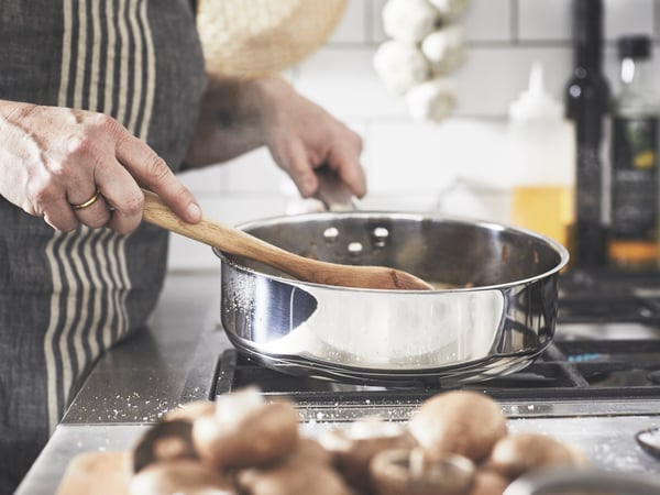 A stainless steel IKEA 365+ sauté pan