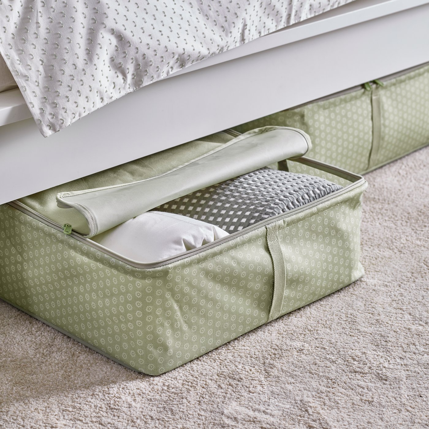 storage case 51 cm flower/pale grey-green