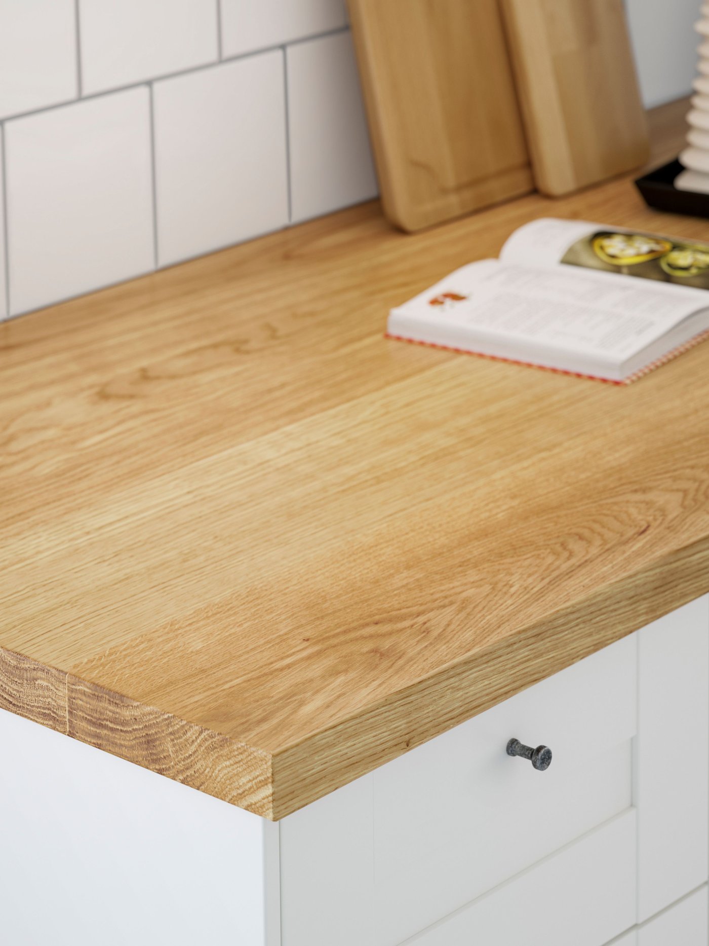 An oak/veneer MÖLLEKULLA worktop