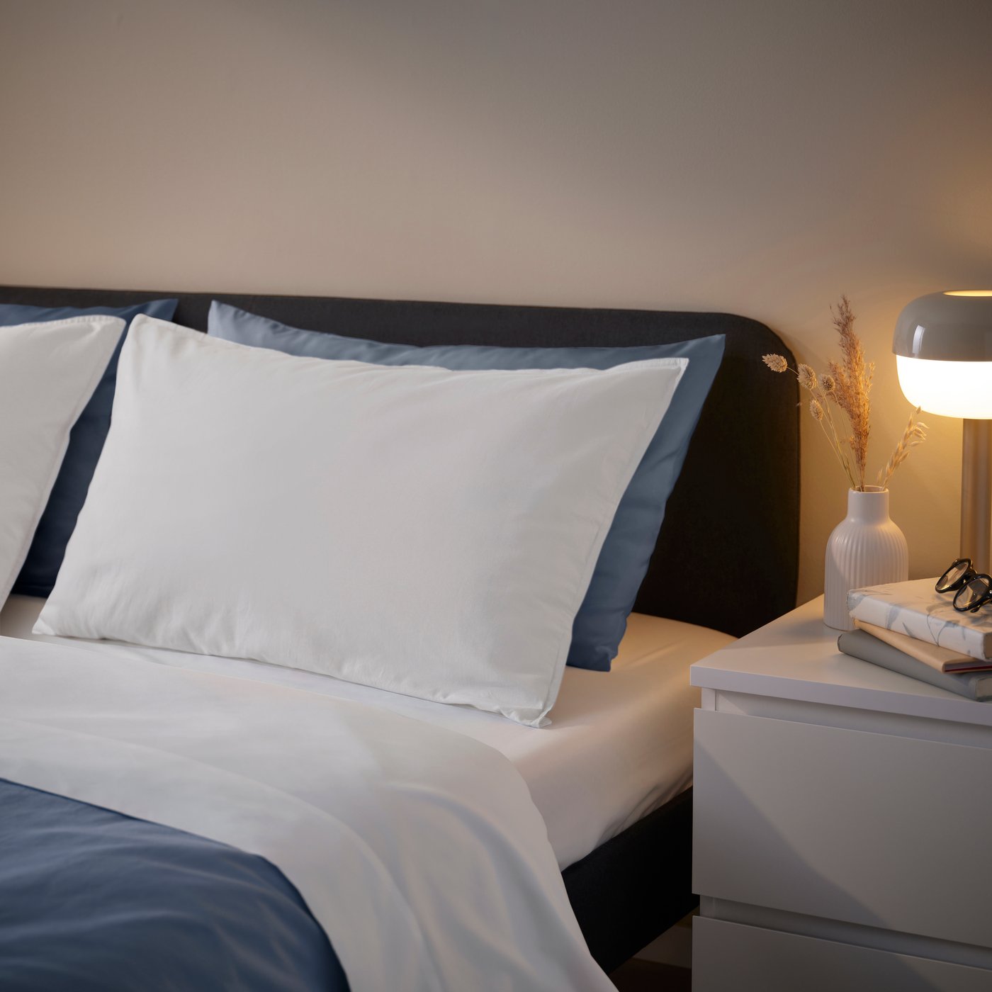 A Vissle dark grey SLATTUM upholstered bed frame