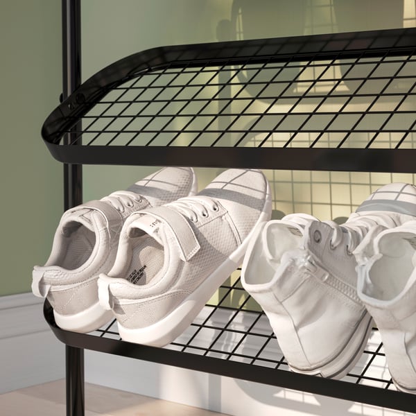 A black ÄLGANÄS shoe rack