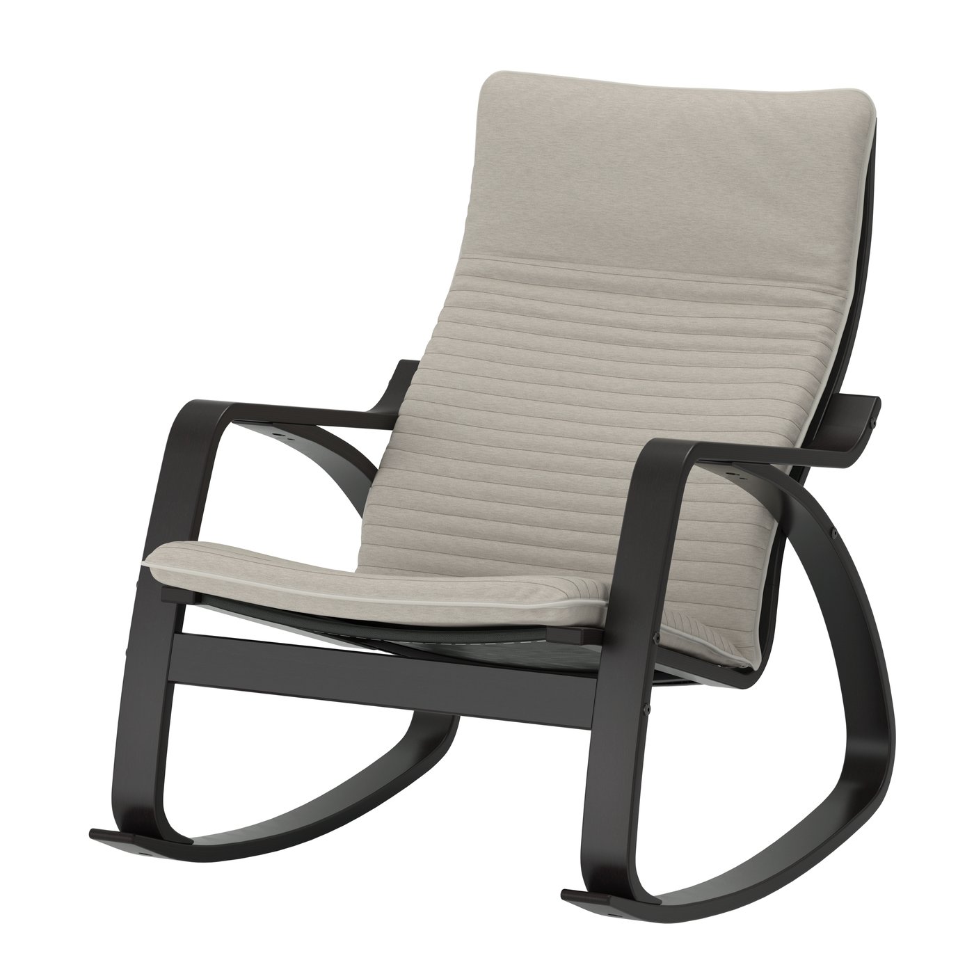IKEA POÄNG gungstol, svartbrun/knisa ljusbeige