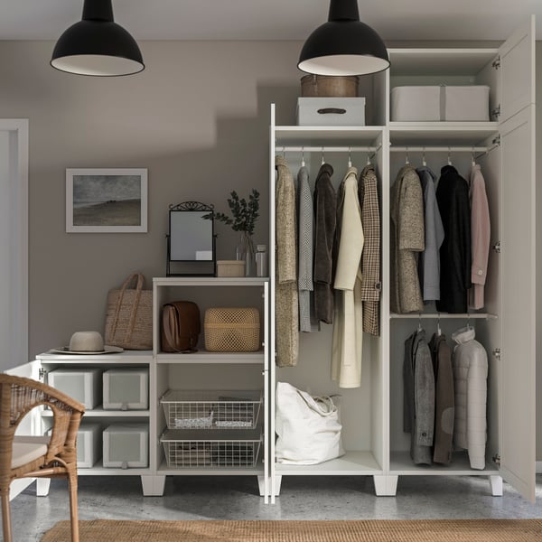 A white/Sannidal white PLATSA wardrobe w 6 doors