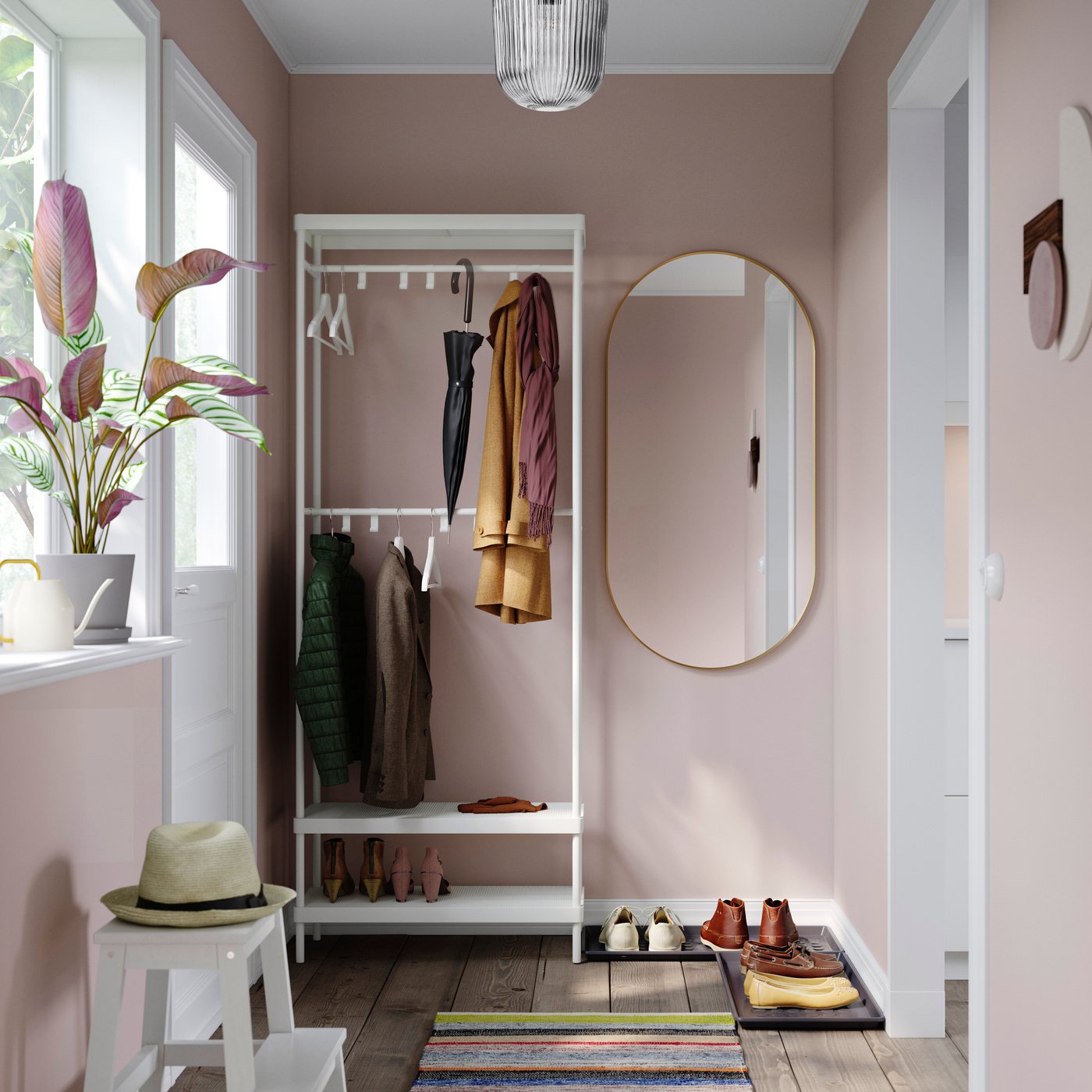 A white/grey MACKAPÄR hallway furniture