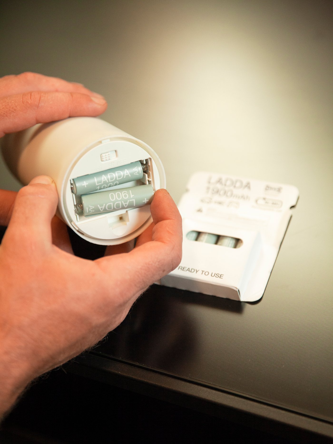 A white/in/outdoor ÄDELLÖVSKOG LED block candle