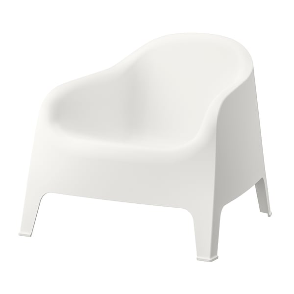 A white SKARPÖ armchair, outdoor