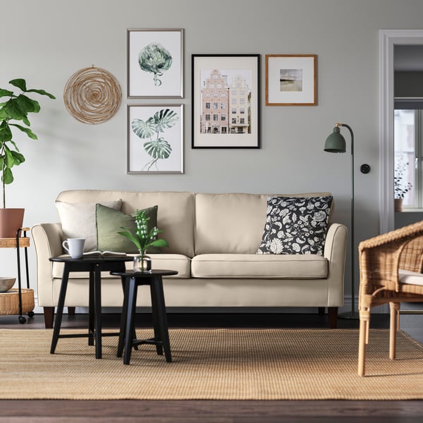 A Hakebo beige EKHOLMA 3-seat sofa