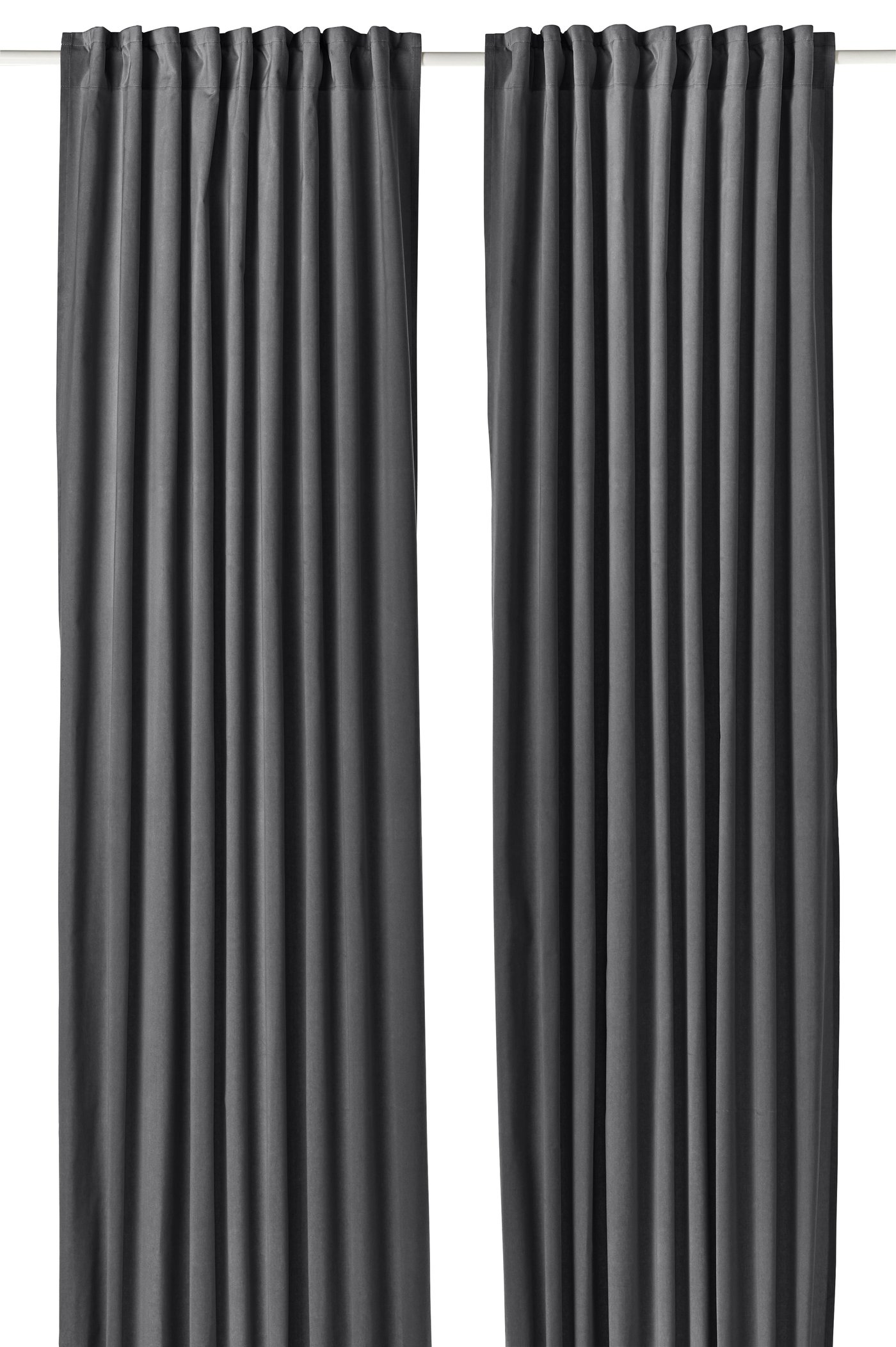 IKEA - SANELA verhot, 2 kpl, tummanharmaa/laskosnauha, 140x250 cm