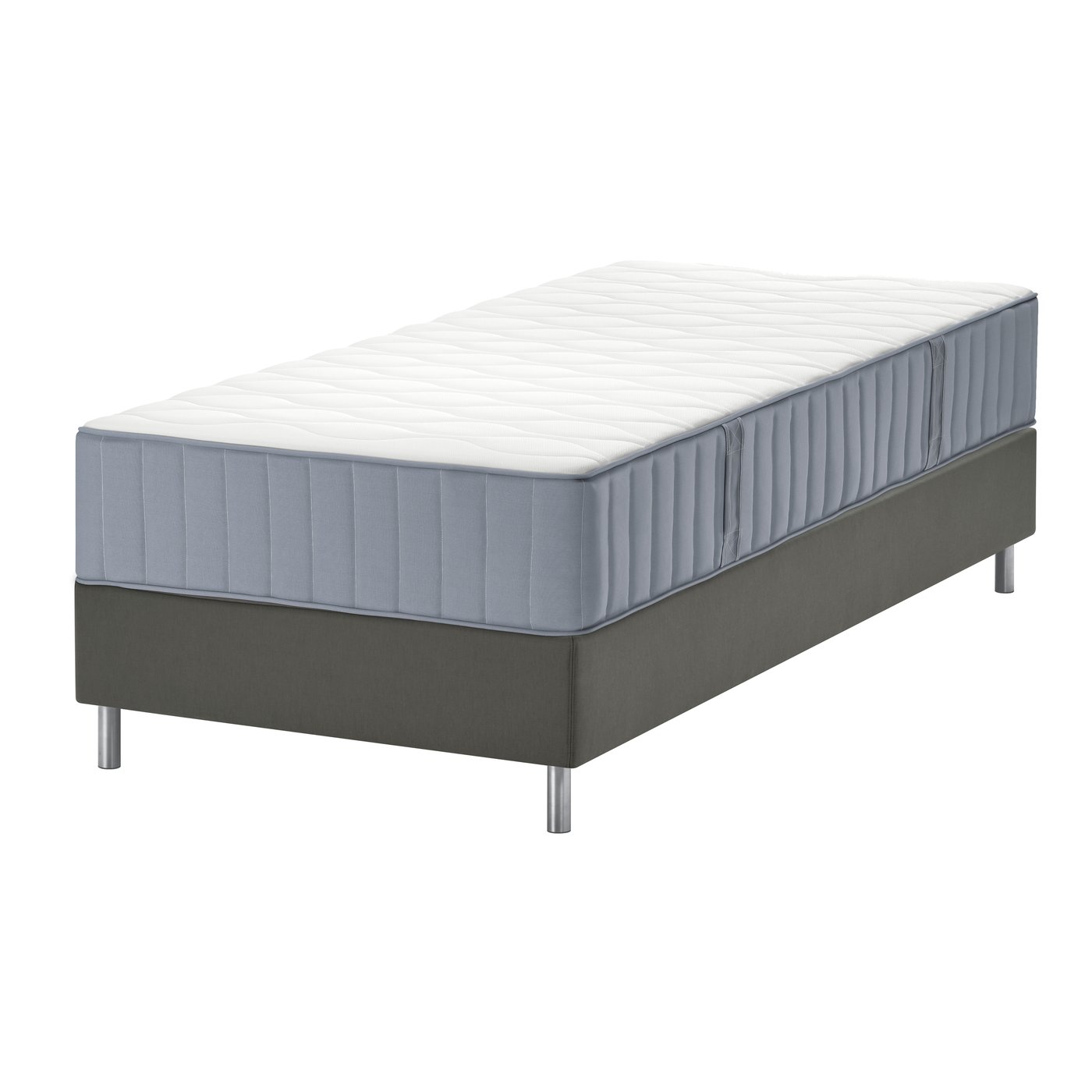 IKEA LYNGÖR kontinentalsäng, vågstranda medium fast/ljusblå mörkgrå, 90x200 cm