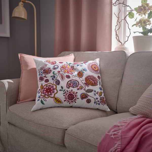 Cojín FJÄLLFRYLE blanco multicolor/bordado