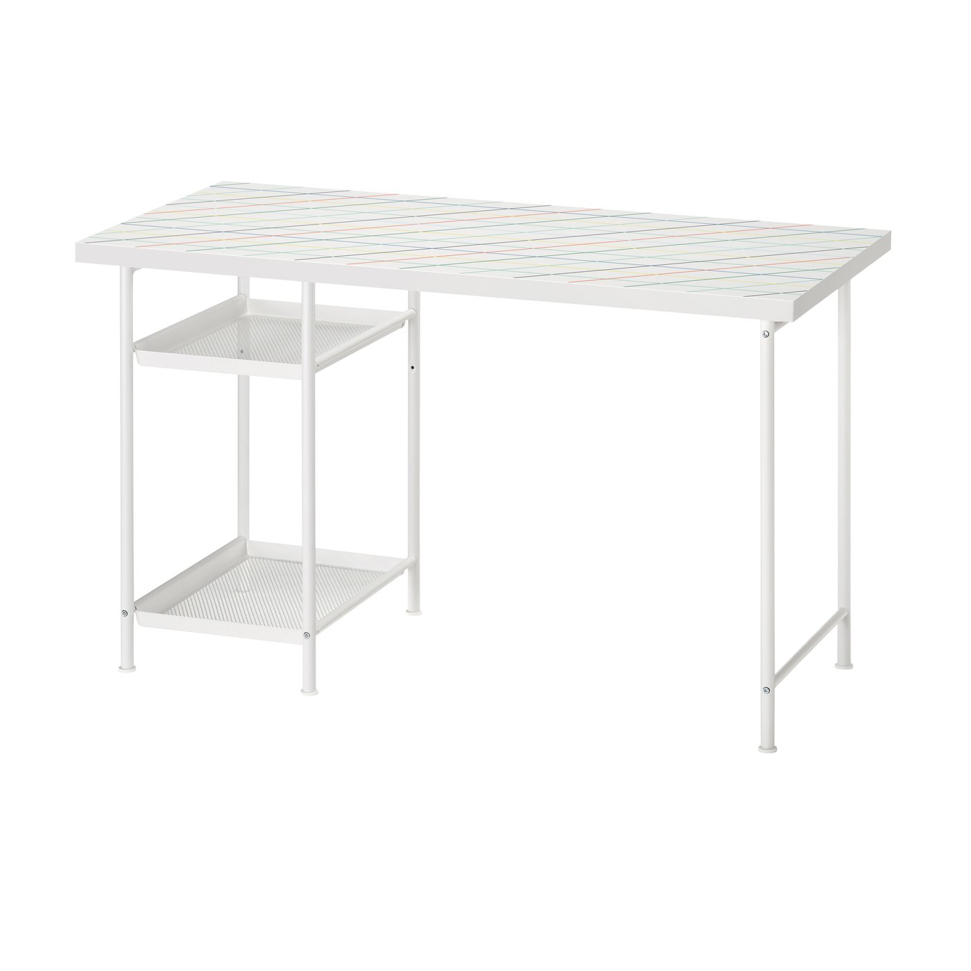 Un bureau LAGKAPTEN blanc/multicolore à motif grille