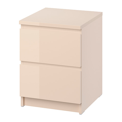 Malm Comoda 2 Cajones Naranja Claro Alto Brillo