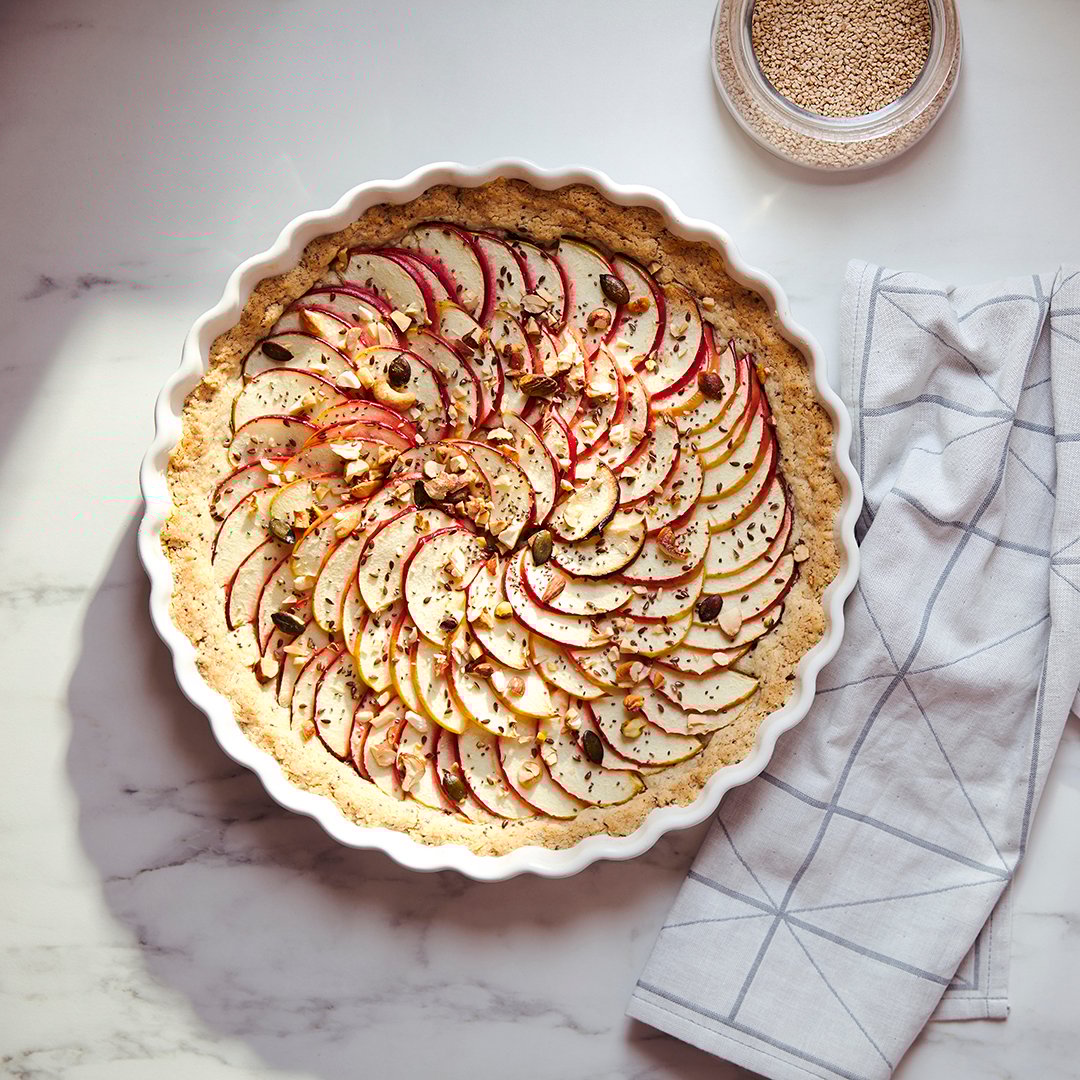 A blue SANDVIVA tea towel