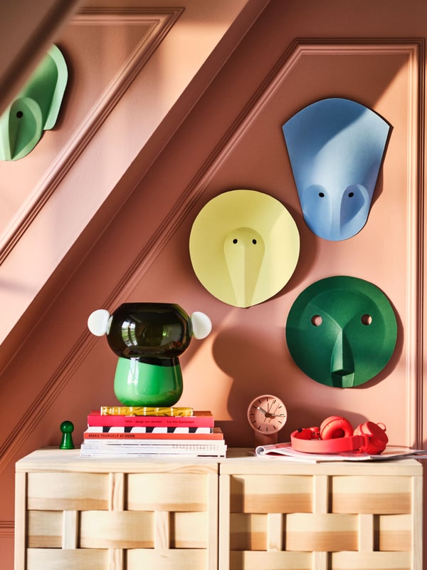 A pink red/blue IKEA PS 2026 wall decoration