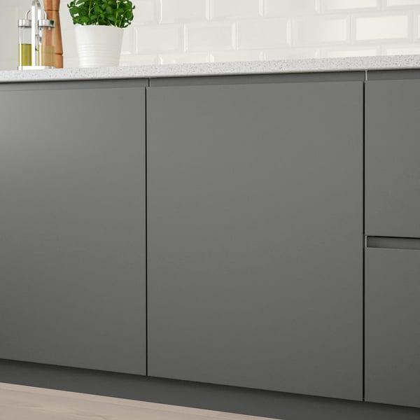 A dark grey VOXTORP door