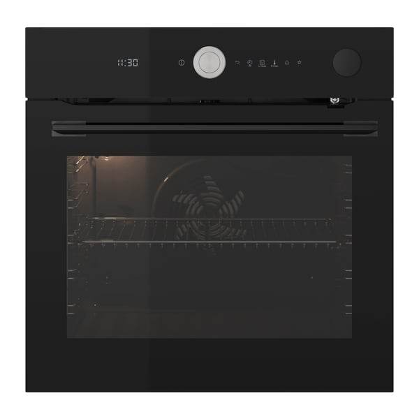 An IKEA 700 black FINSMAKARE forced air oven w pyro/steam func