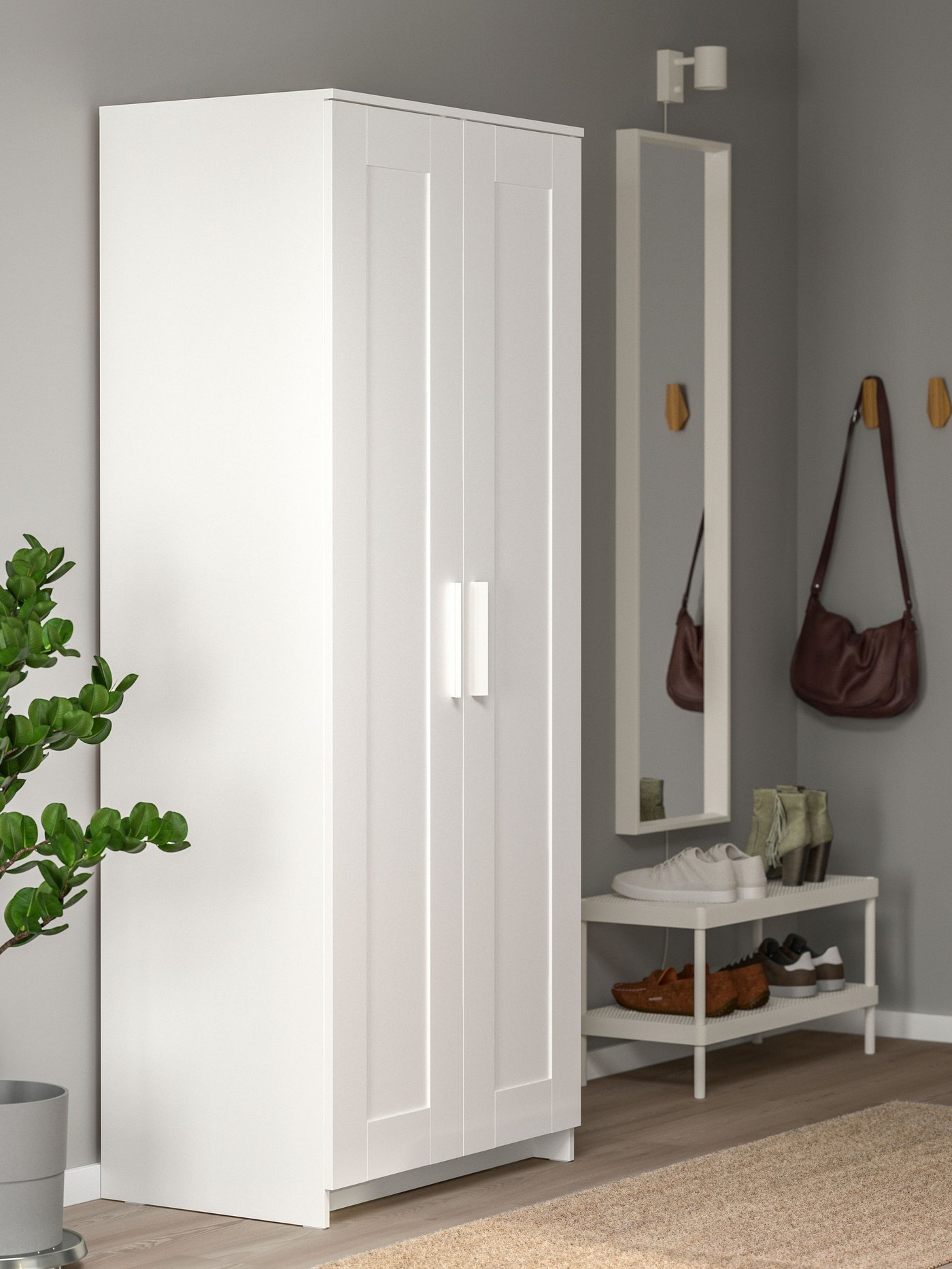 BRIMNES Wardrobe with 2 doors, white,