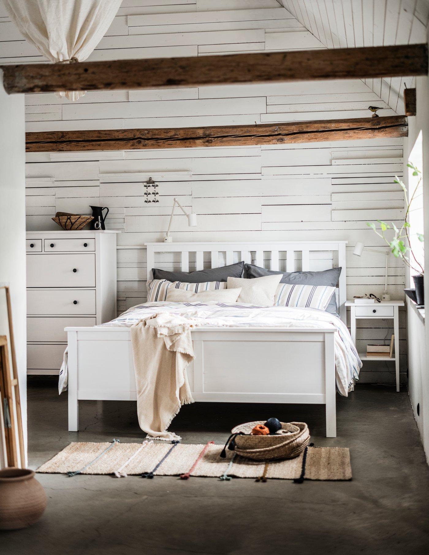 A white stain HEMNES bedside table