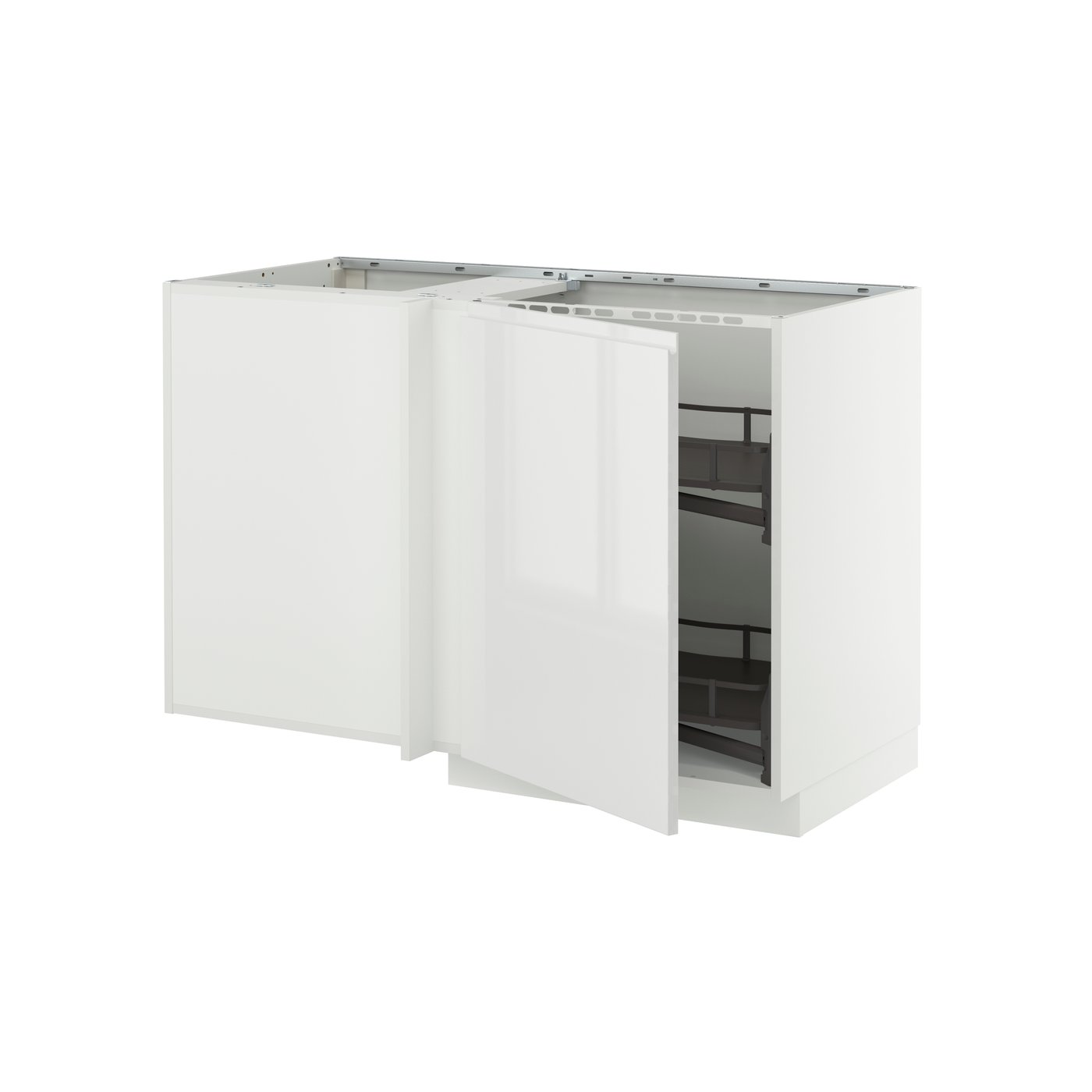 IKEA METOD bänkhörnskåp m utdragbar inredning, vit/voxtorp högglans/vit, 128x68 cm