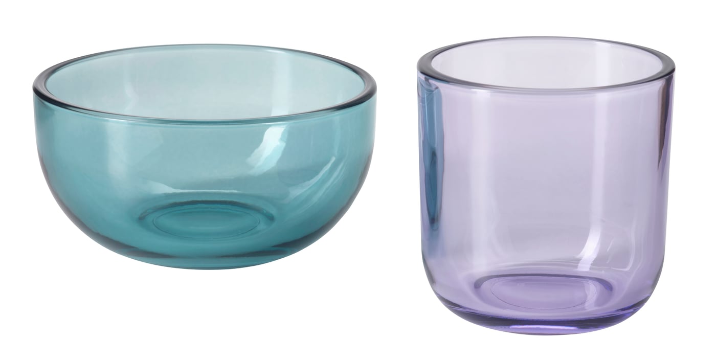 IKEA TALLTITA värmeljushållare, set om 2, blå/lila