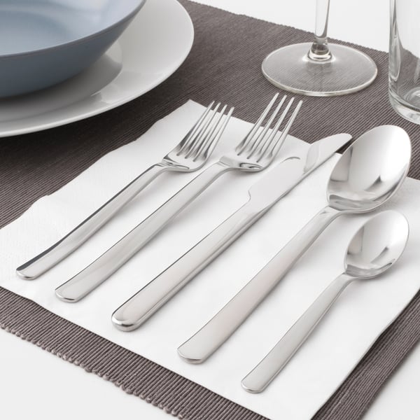 A stainless steel IKEA 365+ 24-piece cutlery set