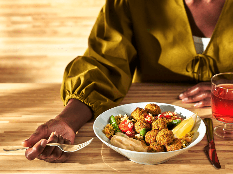 A family enjoying a meal in the Swedish Restaurant. 