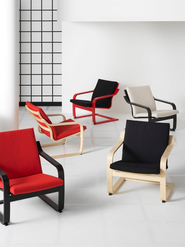 A birch veneer POÄNG armchair frame with low back