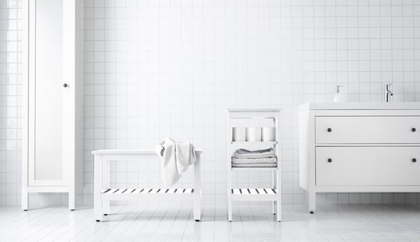 A white HEMNES bench