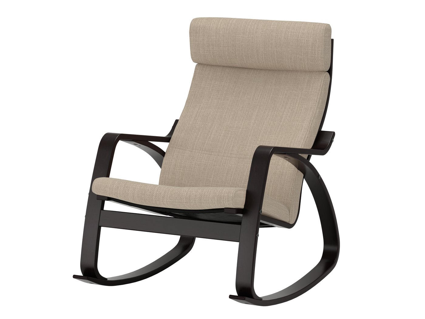 IKEA POÄNG gungstol, svartbrun/hillared beige
