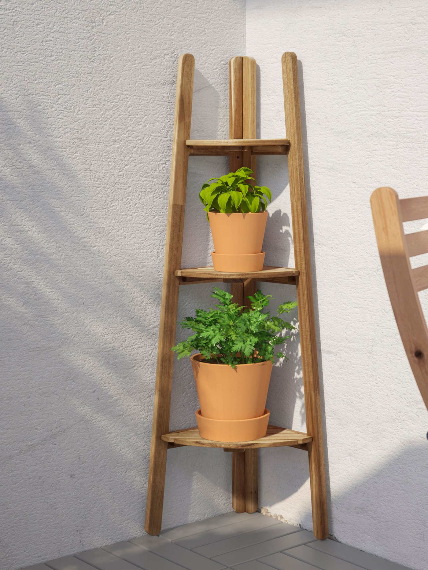 An acacia ASKHOLMEN plant stand