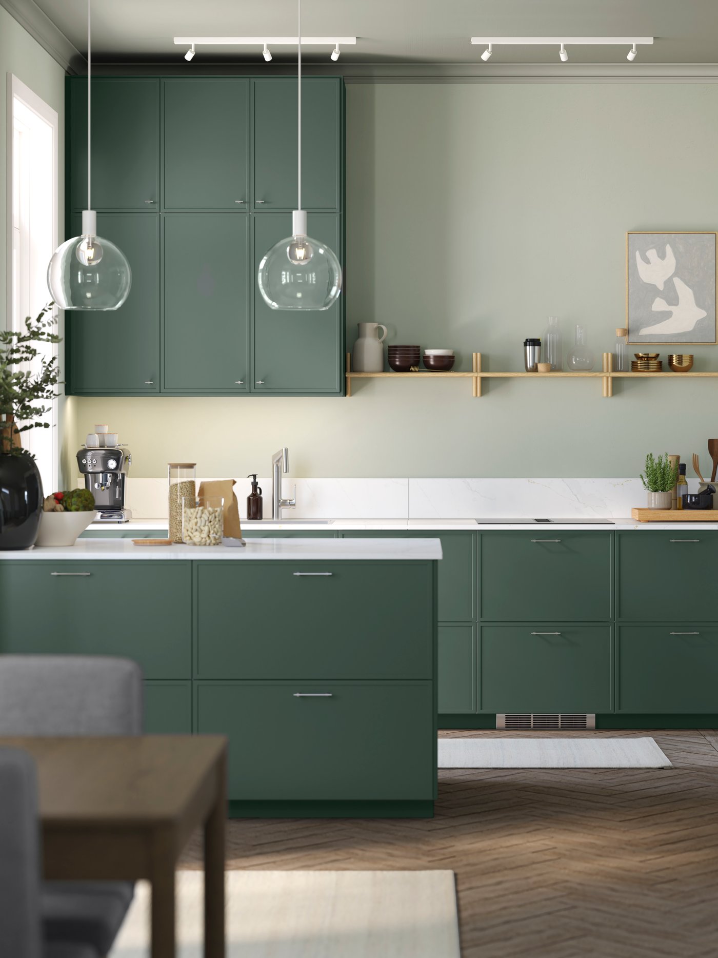 ASPUDDEN kitchen, dark grey-green.