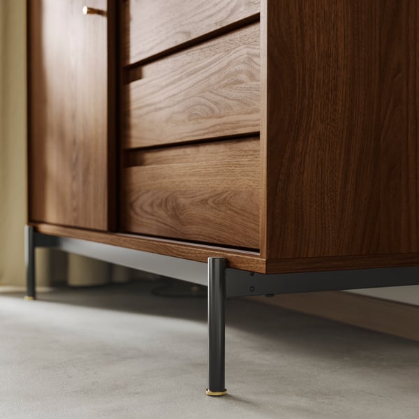 A brown walnut effect RÅDMANSÖ TV bench