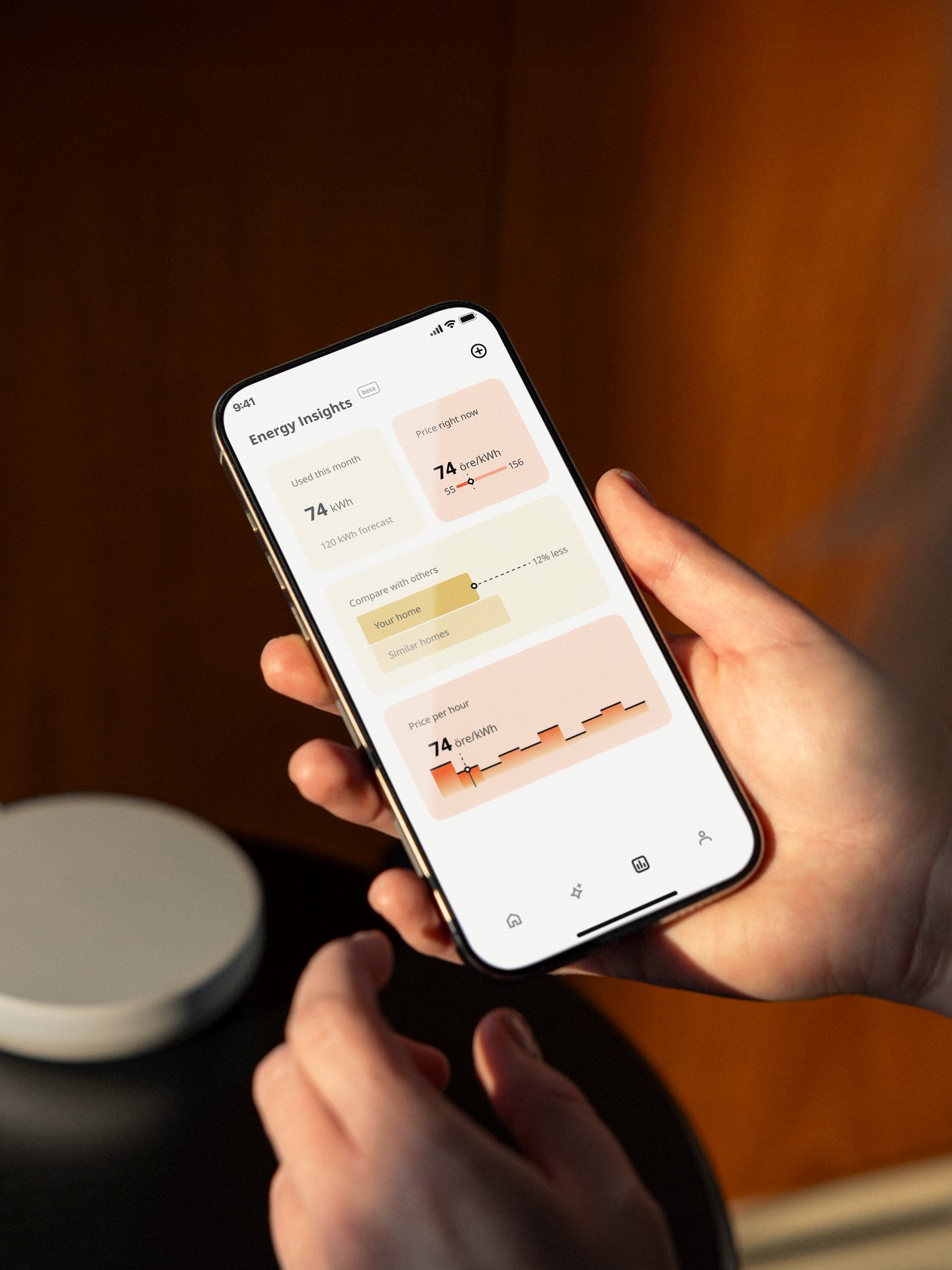 A white smart DIRIGERA hub for smart products