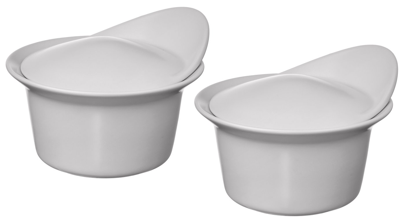 IKEA FÄRGKLAR ugns-/serveringsform med lock, matt yta ljusgrå, 0.2 l