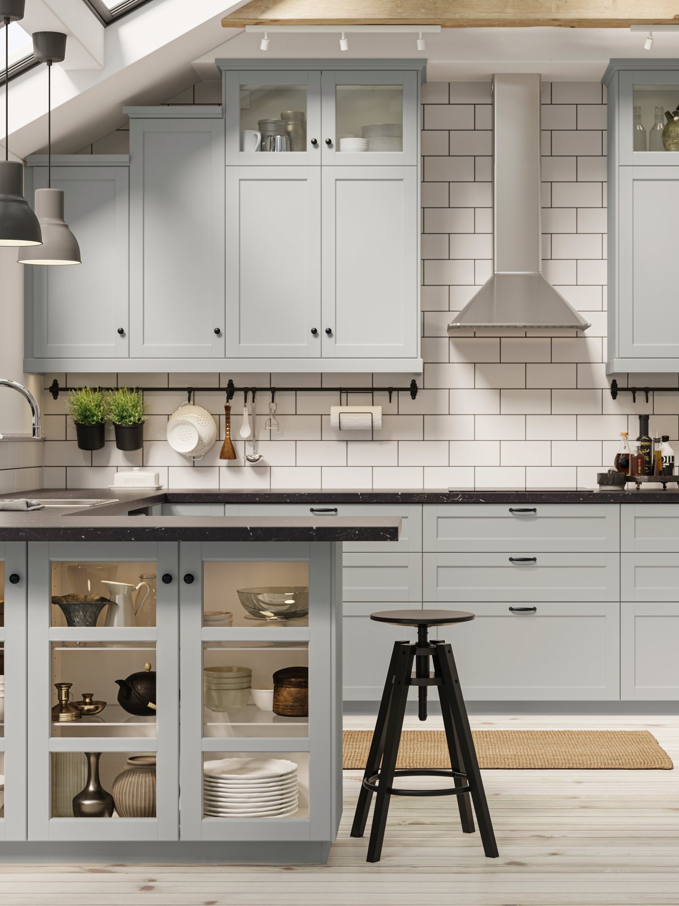 A light grey LERHYTTAN drawer front