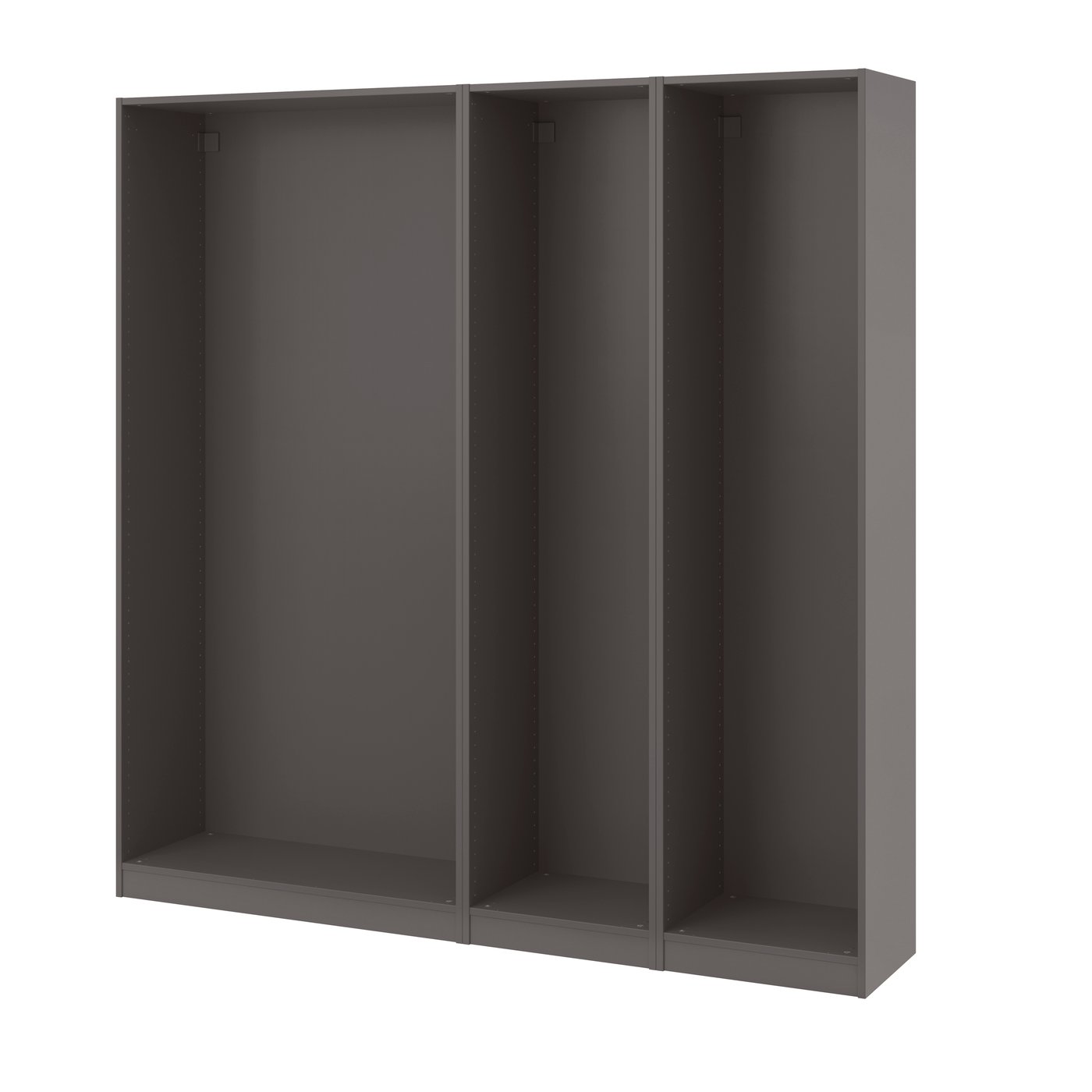 IKEA PAX 3 garderobsstommar, mörkgrå, 200x35x201 cm