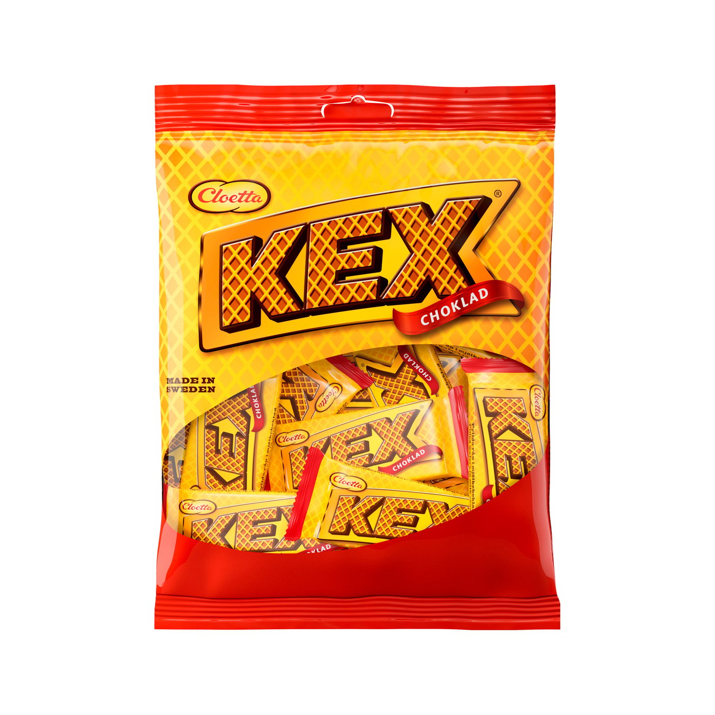 A mini bag KEXCHOKLAD crispy wafer in milk chocolate.