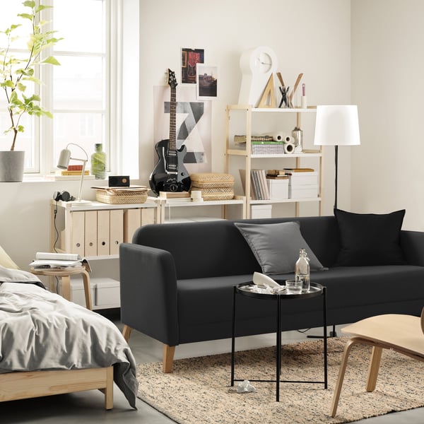 A Vissle dark grey LINANÄS 3-seat sofa