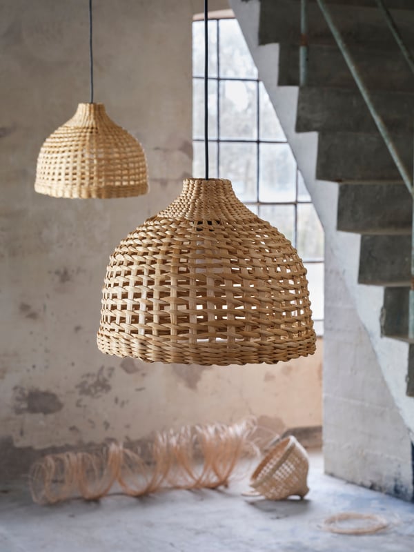 A banana fibre/handmade MÄVINN lampshade in the NA
