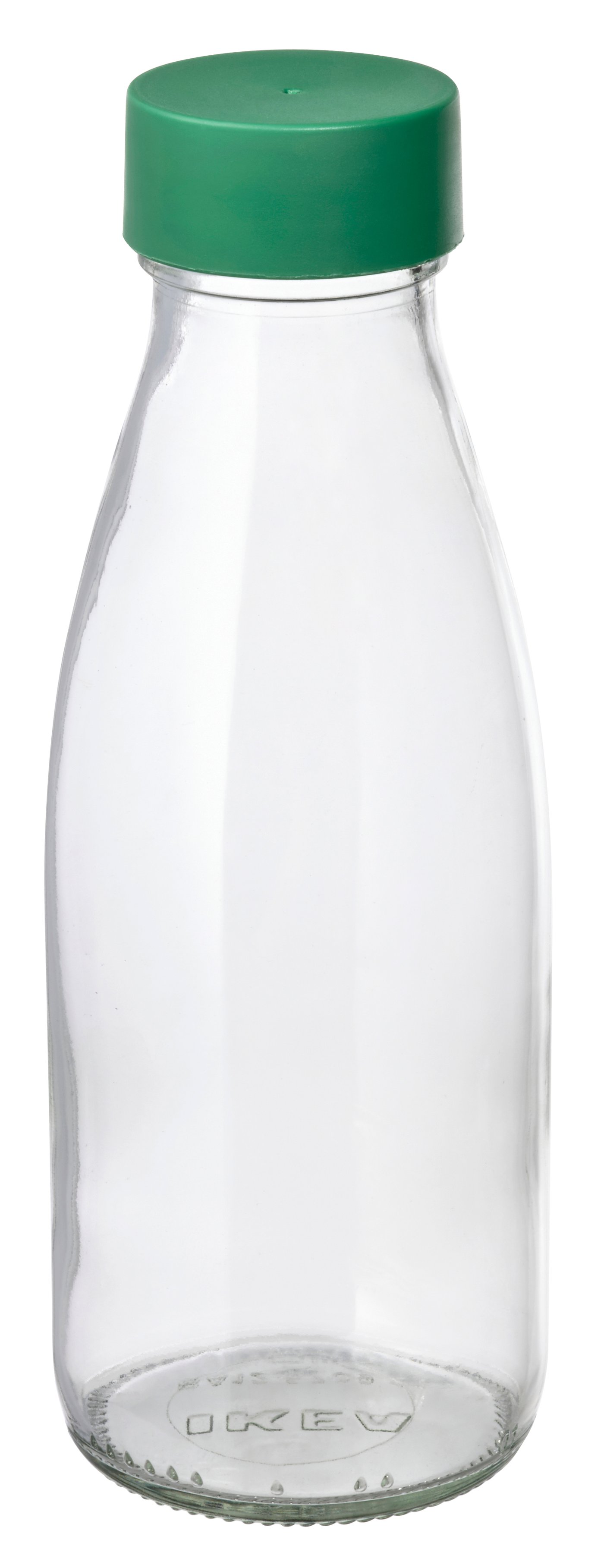 IKEA SPARTANSK vattenflaska, klarglas/grön, 0.5 l