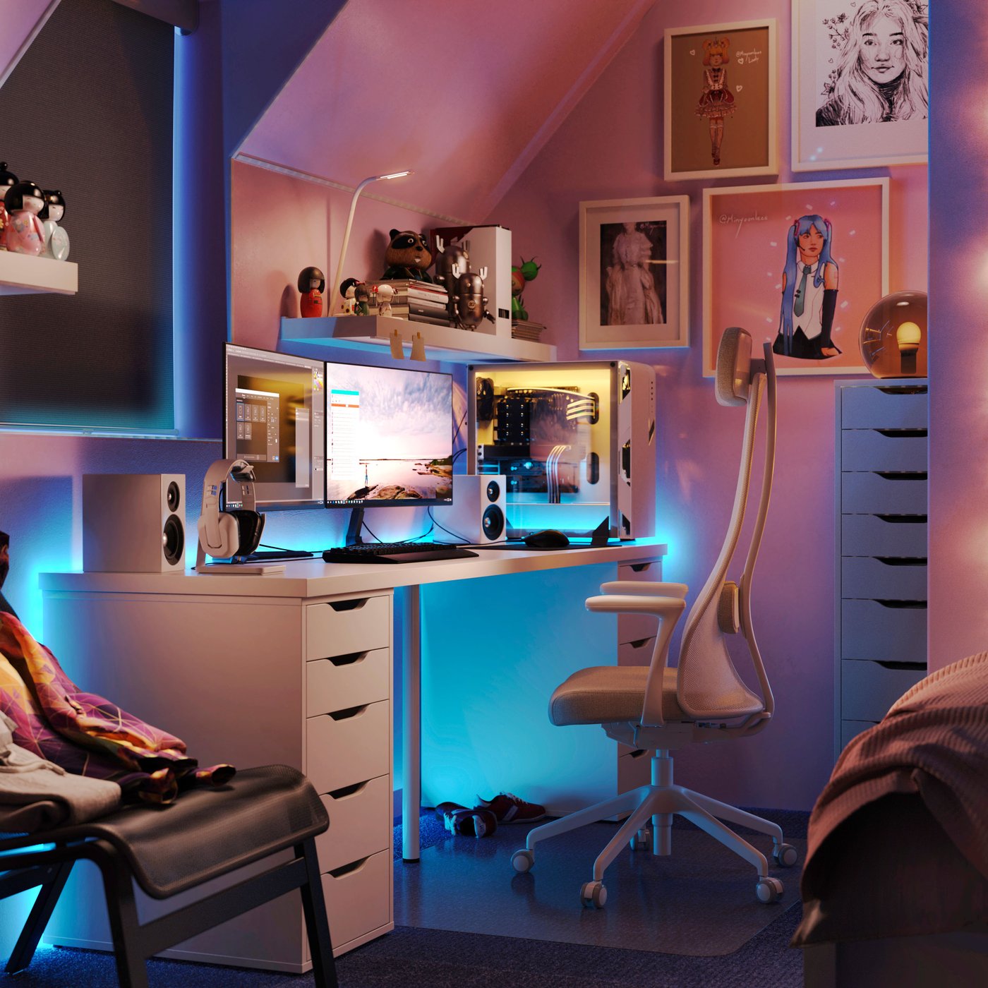 A white ALEX drawer unit in the home office