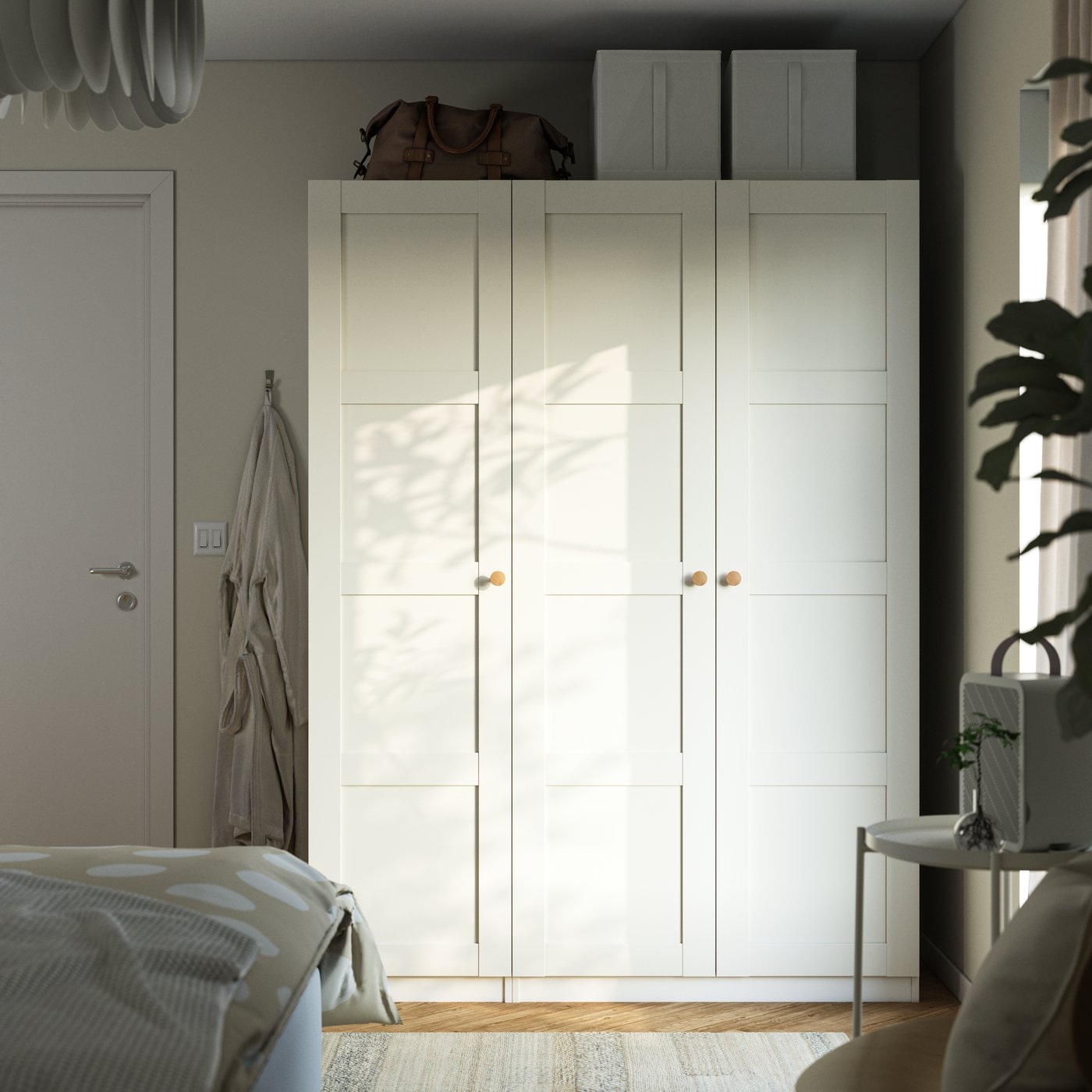 A white/white PAX wardrobe combination