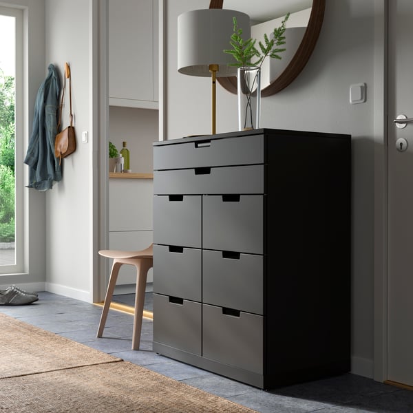 An anthracite NORDLI chest of 8 drawers