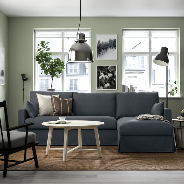 Gransel Gray HYLTARP 3-seat sofa with chaise longue.