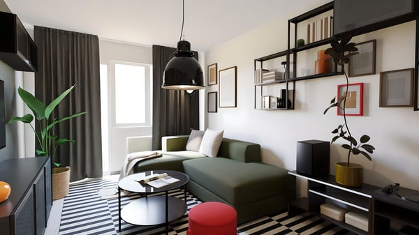 Wizualizacja wnętrza 3D zaprojektowana przez  projektantów wnętrz IKEA.