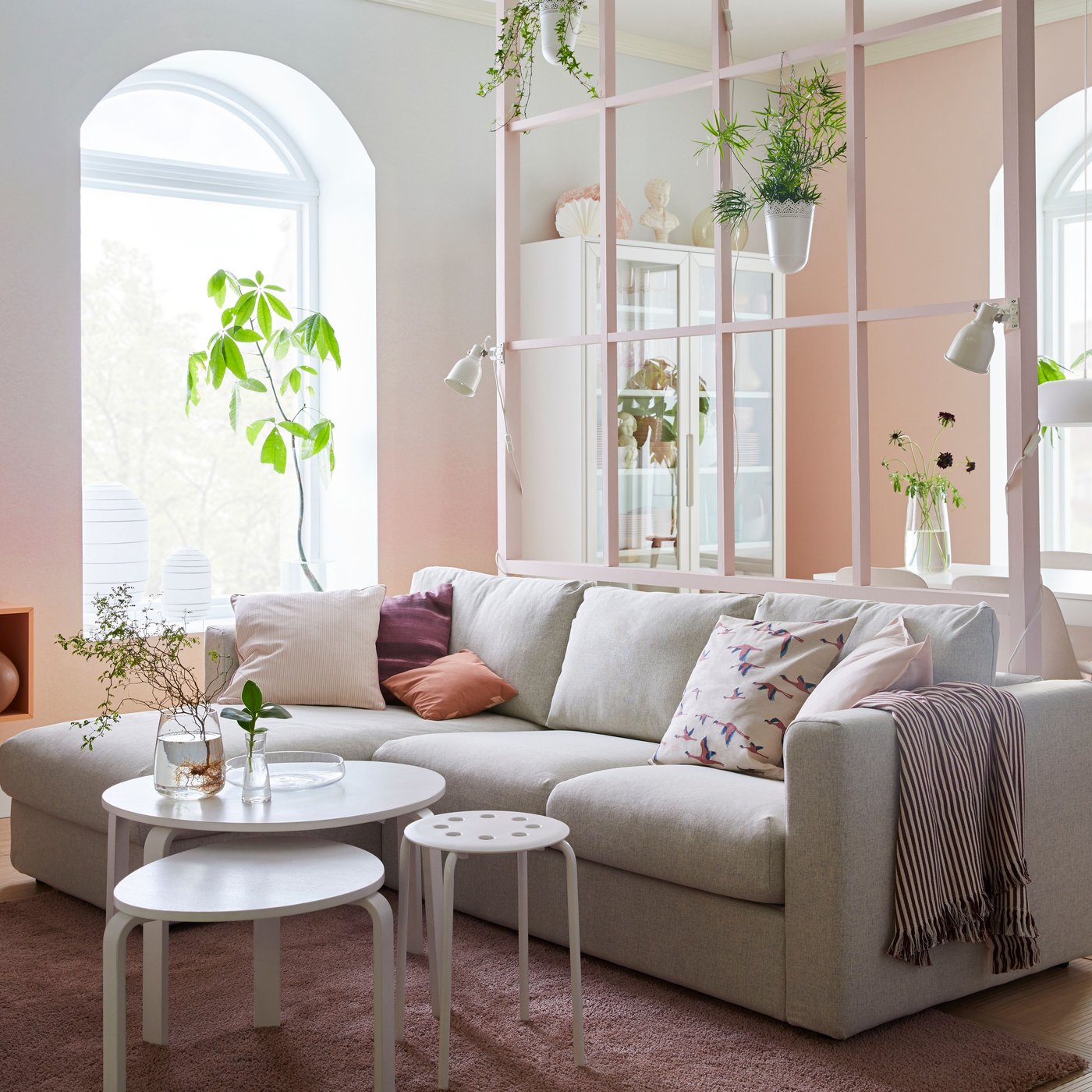 A with chaise longue/Gunnared beige VIMLE 3-seat sofa in the living room