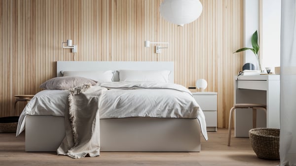 A white MALM dressing table in the bedroom
