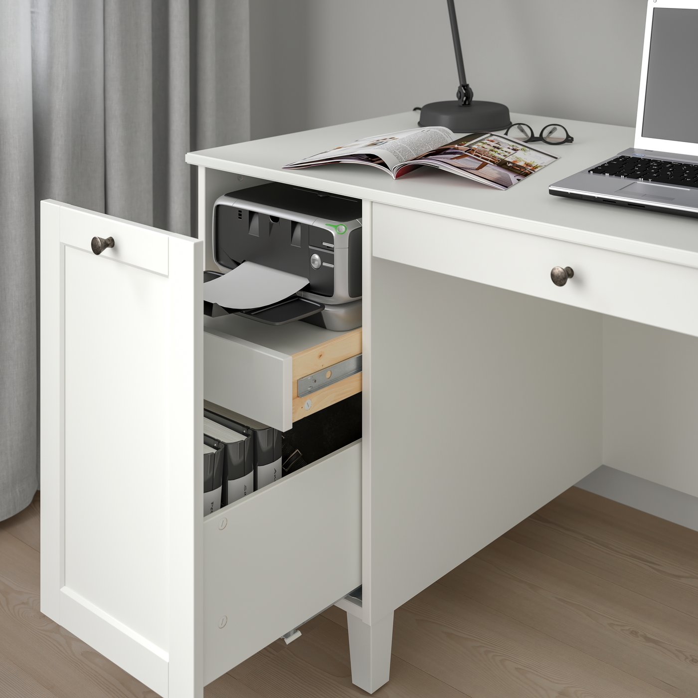 A white IDANÄS desk